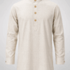Natural Off-White Khaadi Short Kurta for Men with Wooden Buttons