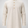 Natural Off-White Khaadi Short Kurta for Men with Wooden Buttons