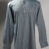 Solid Bluish-Green Cotton Short Kurta for Men with Mandarin Collar