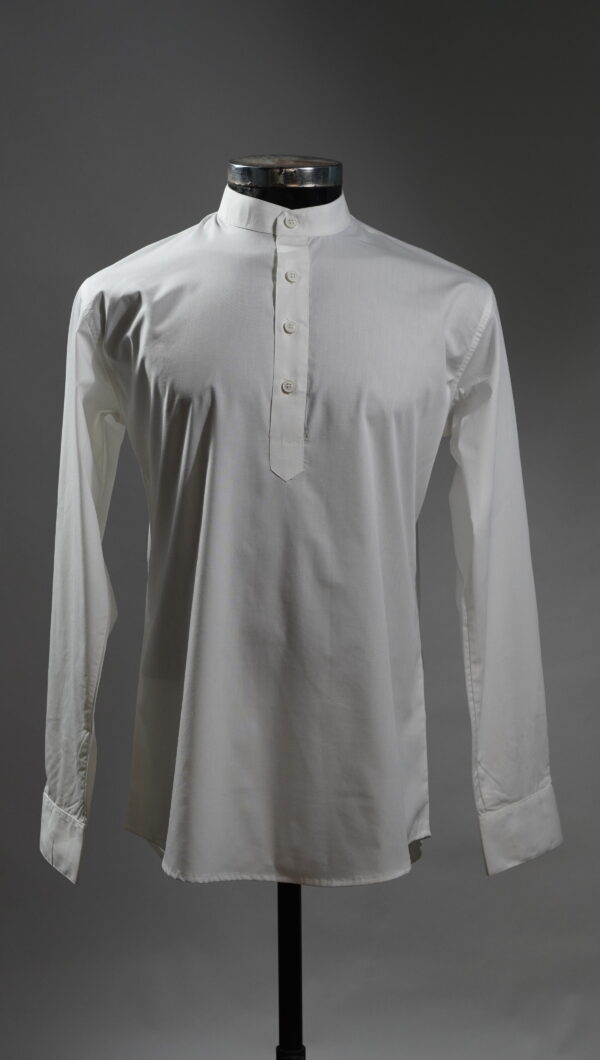 Solid White Premium Raymond Cotton Short Kurta for Men with Mandarin Collar