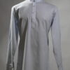 _DSC0058 Solid Sky Blue Cotton Short Kurta for Men with Mandarin Collar