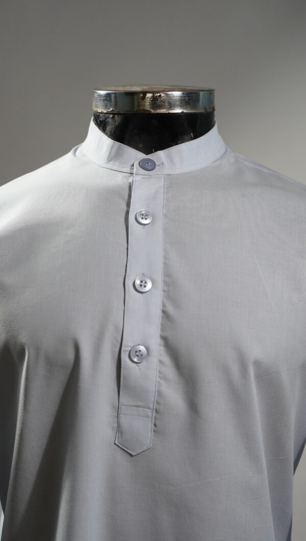 _DSC0060 Solid Sky Blue Cotton Short Kurta for Men with Mandarin Collar