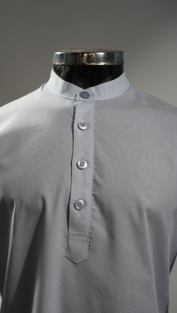 _DSC0061 Solid Sky Blue Cotton Short Kurta for Men with Mandarin Collar