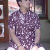 Brown Printed Angrakha Bagalbandi for Men