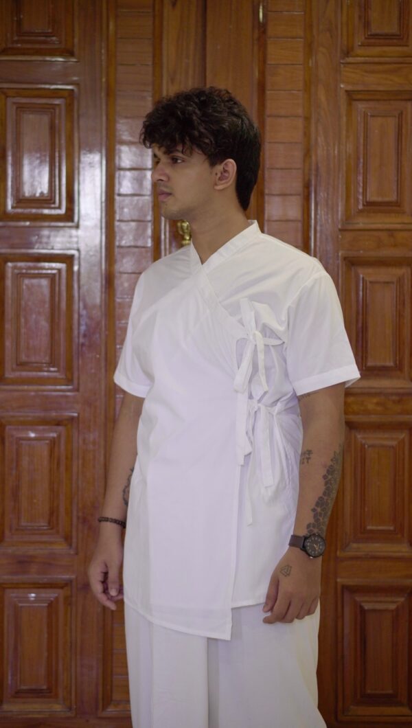 White Cotton Angrakha Bagalbandi for Men