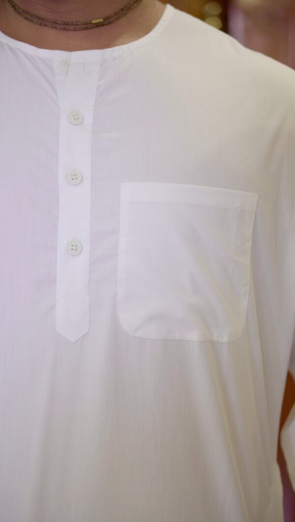 White Cotton Kurta for Men with Round Neck