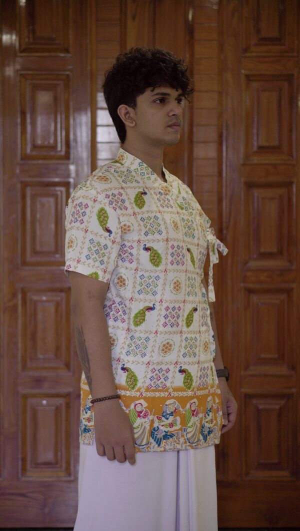 Printed Angrakha Bagalbandi with Side Tie-Ups