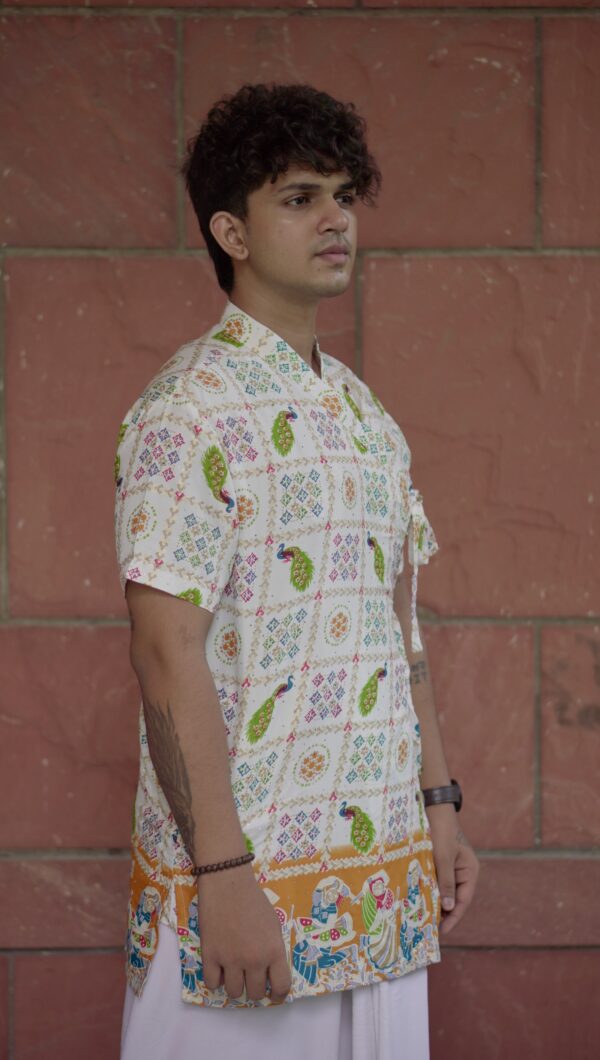 Printed Angrakha Bagalbandi with Side Tie-Ups