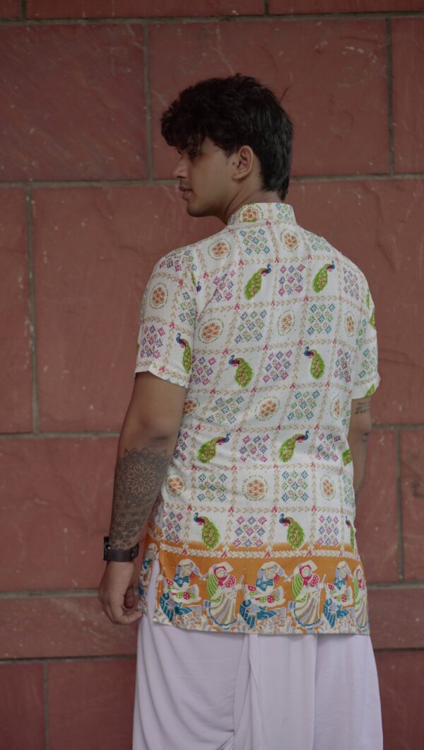 Printed Angrakha Bagalbandi with Side Tie-Ups