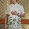 Off-White Cotton Bagalbandi with Printed Paisley Border for Men