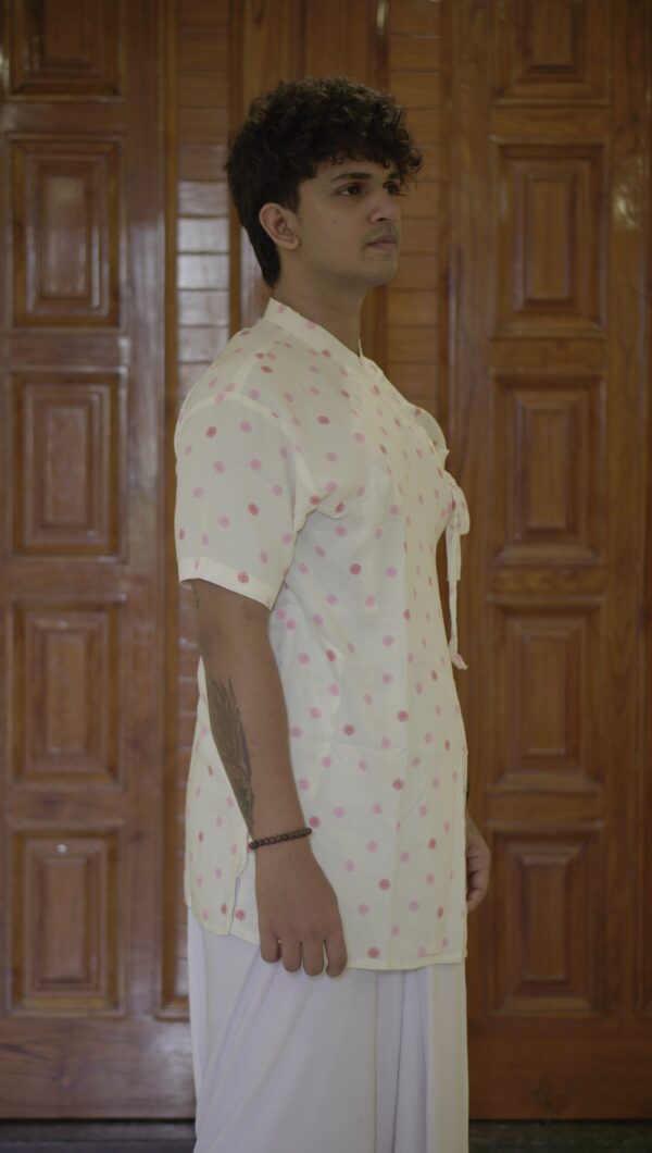 Pink Sunflower Print Angrakha Bagalbandi for Men