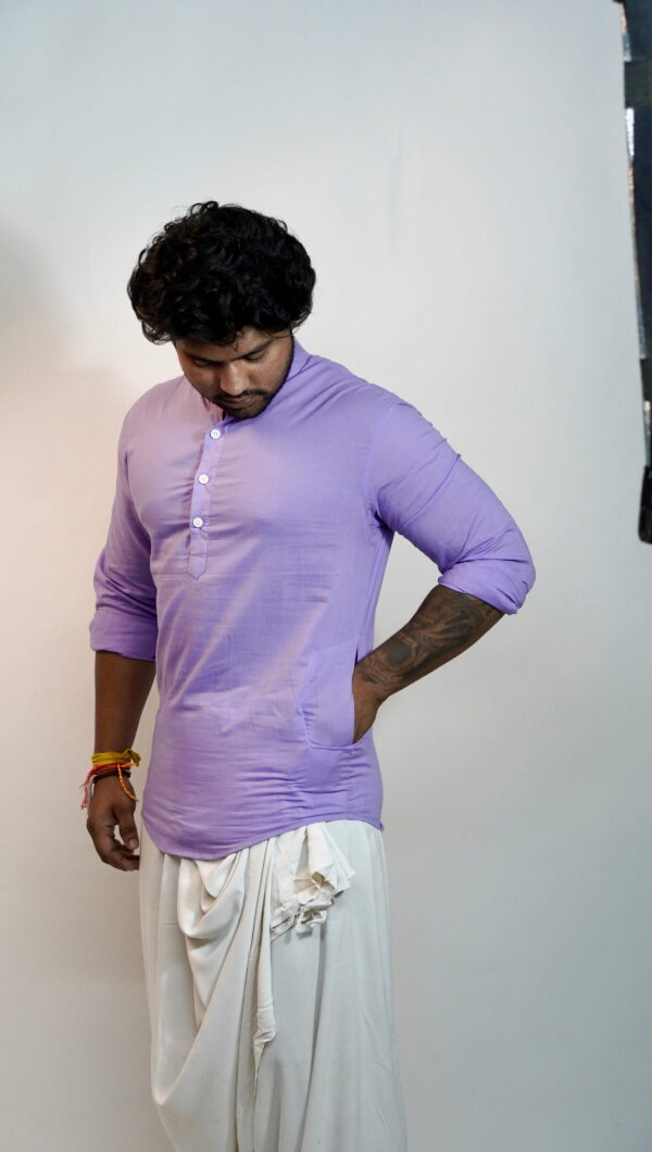 Lavender solid full sleeves kurta