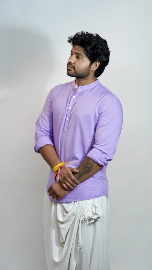 Lavender solid full sleeves kurta