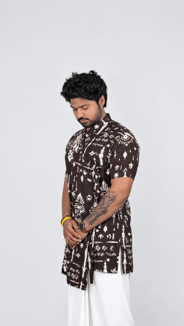 bagalbandi 1 (1) Brown Printed Angrakha Bagalbandi for Men