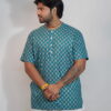 Teal Blue Elegance – Printed Cotton Kurta