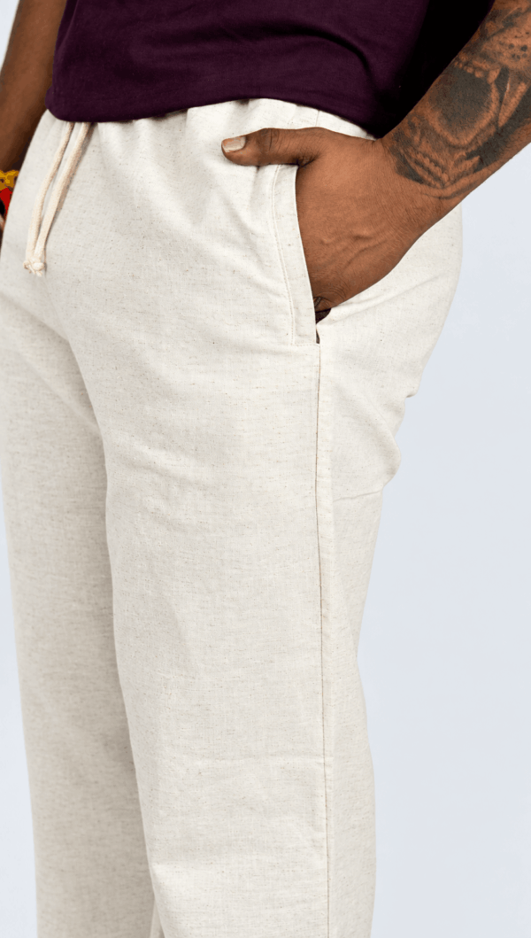 Off White Khaadi Lower Cotton Linen Fabric